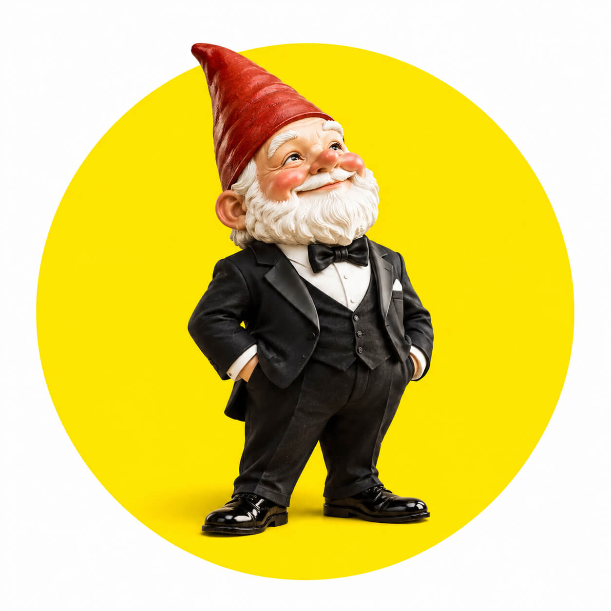 Gartenzwerg Gartenzwerg im Frack als Symbol für passendes Marketing